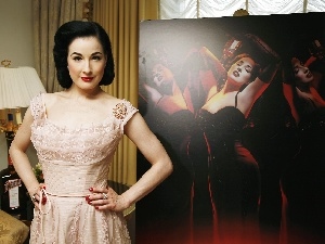 make-up, jewellery, Dita Von Teese, dress