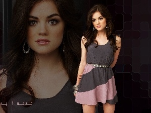 make-up, dress, Lucy Hale, The look