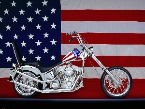 USA, flag, silver, motor-bike