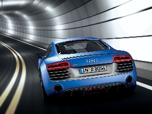 V10, R8, Blue, tunnel, Audi