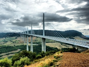 Tarn, Valley, by, France, rivers, overpass, Millau