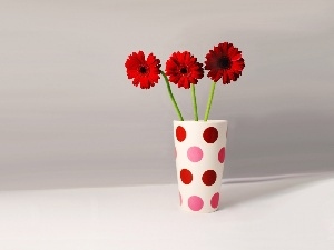 gerberas, vase, Red