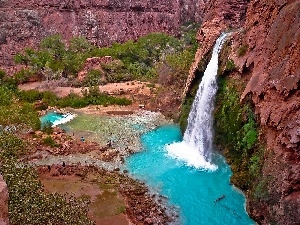 VEGETATION, stream, rocks, waterfall, Arizona, Havasu