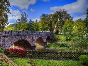 VEGETATION, River, stone, bridge