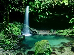 Stones, VEGETATION, waterfall