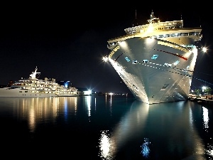 illuminated, vessels, port