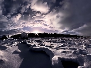 clouds, View, winter