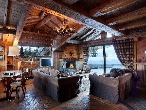 View, Room, Window, house, winter, Highland