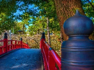 viewes, trees, bridges, wall