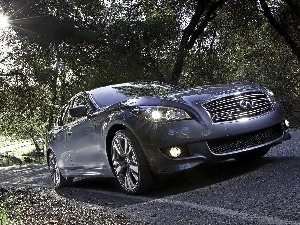 viewes, trees, Infiniti M37, Way