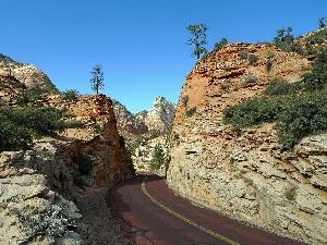 viewes, trees, rocks, Sky, Way