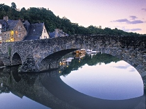 viewes, buildings, trees, River, Sky, bridge