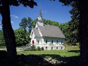 trees, viewes, church