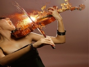 violin, Big Fire, Women