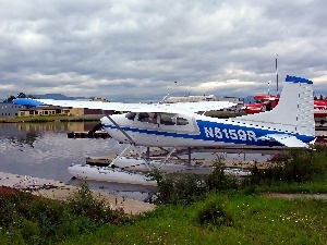 water, Harbour, Cessna A185F, parking