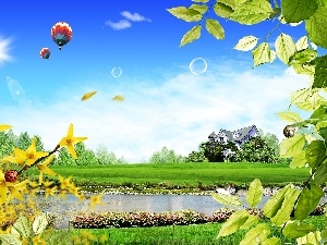 water, eye, Spring, Balloons, green