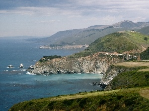 water, grass, Big Sur