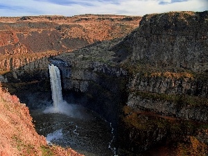 cascade, water, canyon