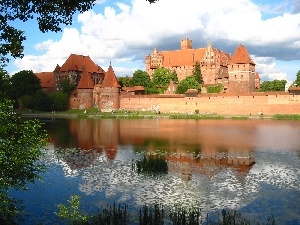 Castle, water, Malbork