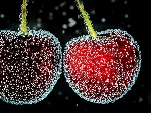 water, cherries