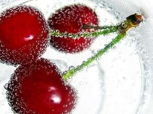 cherries, water, Three