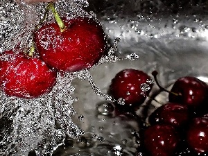 water, cherries