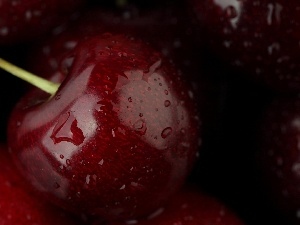 drops, water, cherries