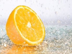 drops, water, orange
