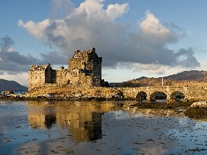 water, bridge, Scotland, Eilean Donan