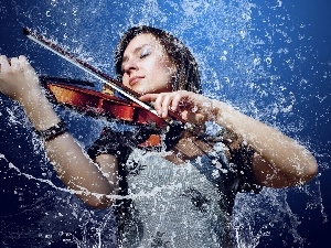 Fiddle, water, girl