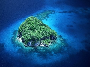 water, Blue, Green, Islet