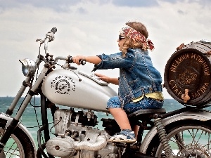 water, Sky, Kid, motor-bike