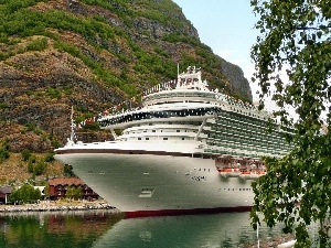 water, Mountains, Ship, passenger