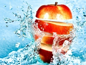 slices, water, Apple