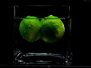 water, cup, Two, limes