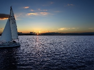 water, Yacht, west, sun