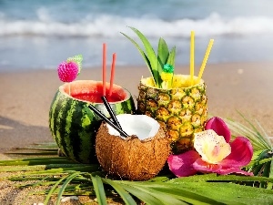 watermelon, Coconut, tropics, ananas, cocktails