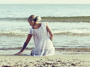 Waves, sea, Beaches, Women