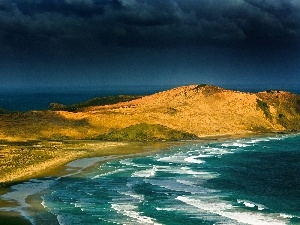 Waves, sea, dark, Sky