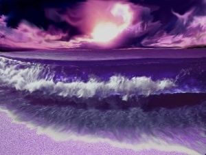 Waves, sea, purple, Kagaya, Sky