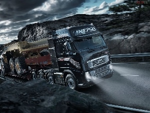 rocks, Way, Volvo cars, lorry, FH16 750