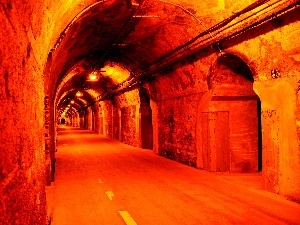tunnel, Way, Floodlit
