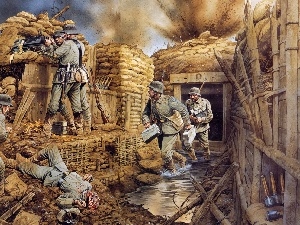 Weapons, soldiers, war, trench