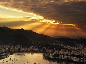 sun, west, Rio de Janeiro, rays, Brazil