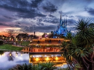 west, Disneyworld, Castle, Park, sun, entertainment