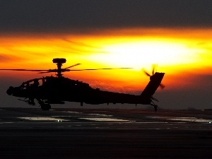 west, clouds, Helicopter, sun, flight