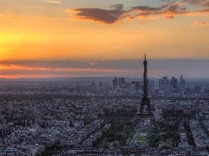 west, Eiffla, Paris, sun, tower