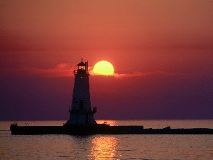 west, maritime, sea, sun, Lighthouse