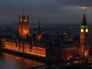 Westminster, palace, Big Ben, London, night