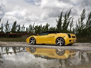 Lamborghini, wheels, Yellow